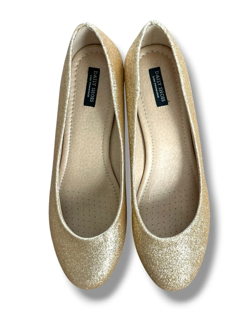 Gold Glitter Wedge Pumps Comfort Round Toe Sparkle Party Wedding Daily Shoes